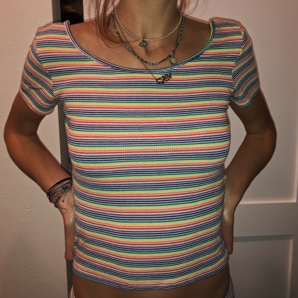 rainbow stripes cropped top